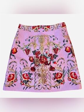 Floral Pink A-Line Skirt With rhinestones Size Small